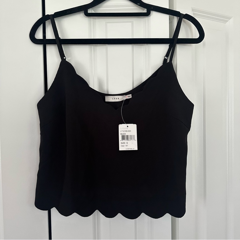 NWT Lush Scalloped Crop Camisole - Black